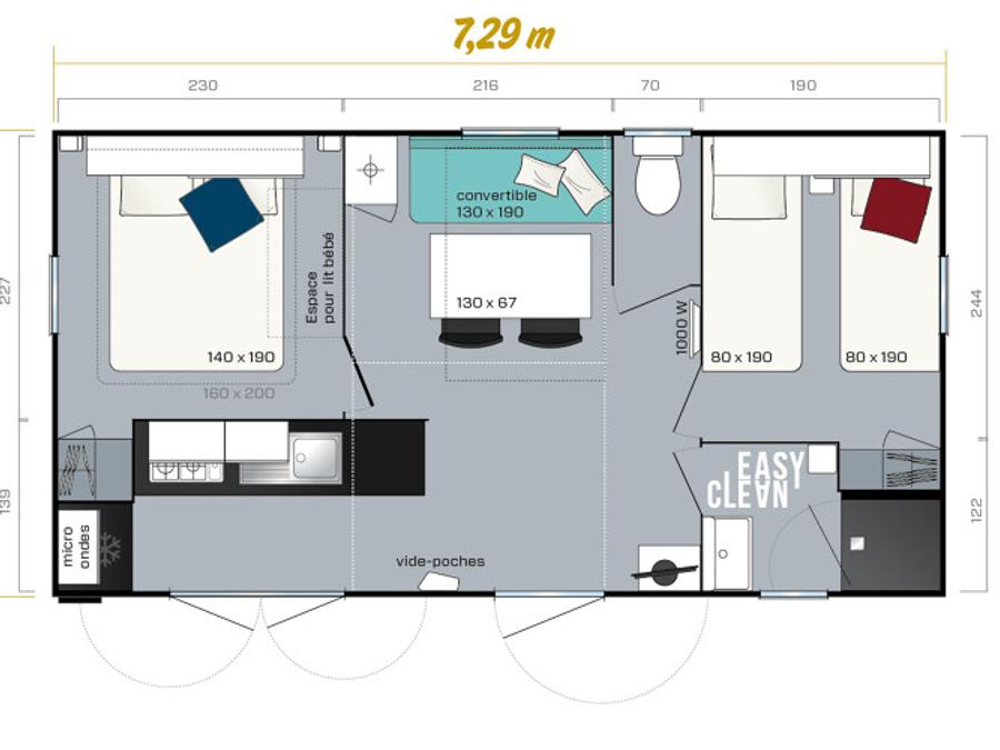 Mobilhome 4 personnes - Cottage Grand Confort 2 chambres TV - Lave vaisselle 7