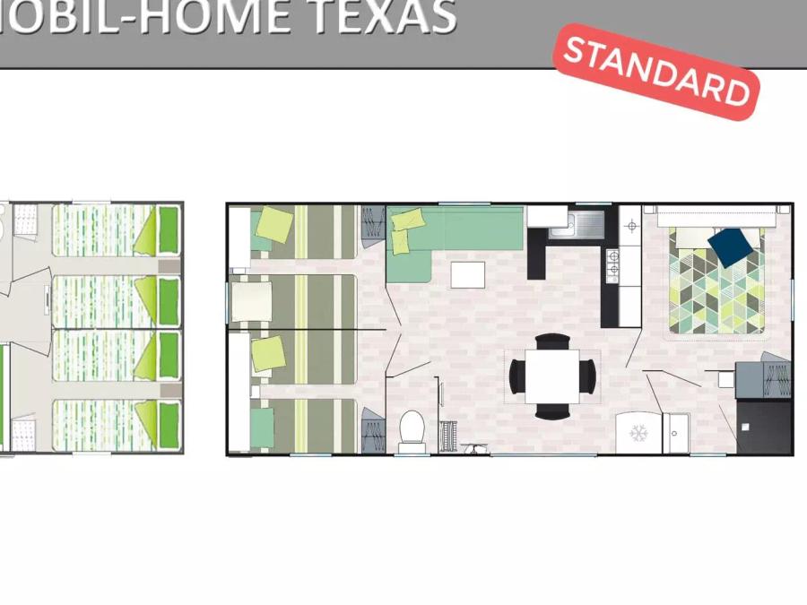 Mobilhome 8 personnes - Texas Standard 4 Pièces 6/8 Personnes Climatisé + TV 8