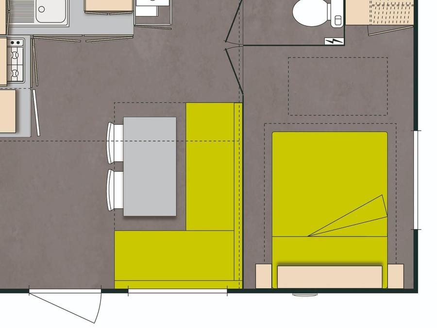Mobilhome 5 personnes - Confort TV 2ch-TV-plancha-terrasse couverte- 26m² | CONFORT 6