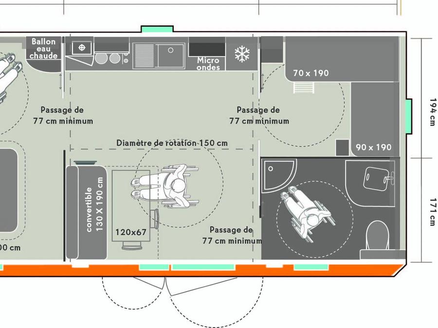 Mobilhome 5 personnes - Life 2ch PMR- CLIM -TV-LV-plancha-32m²-terrasse couverte | PREMIUM 9