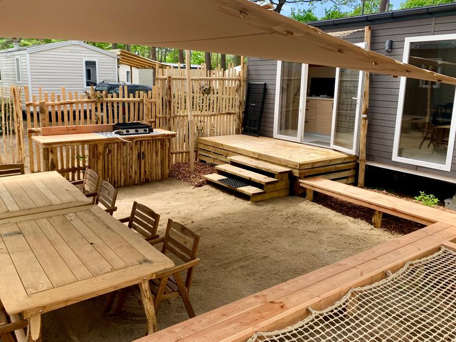 Mobilhome 10 personnes - Tribu 5ch -CLIM-2 sdb-TV-LV-Plancha-terrasse couverte-56m² | PREMIUM 1