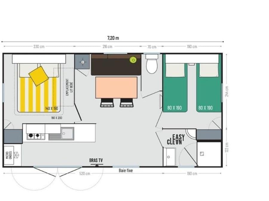 Mobilhome 4 personnes - Cottage Privilège 2 chambres 8