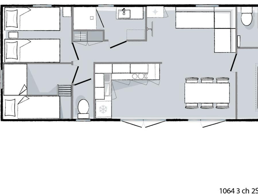 Mobilhome 6 personnes - Stella Maris XL - 2 salles de bain 3 Chambres 9