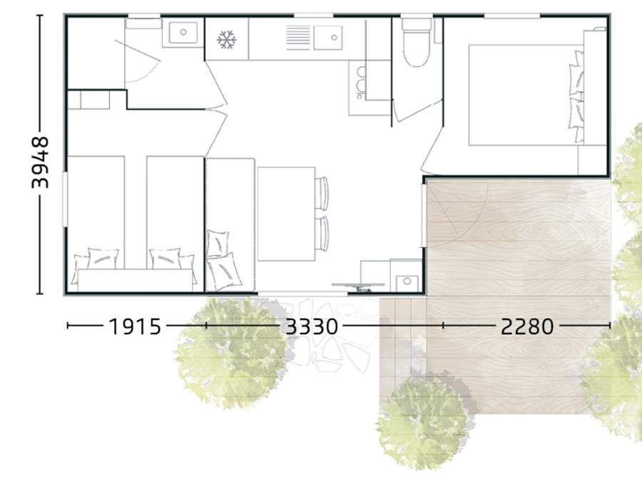 Mobilhome 4 personnes - Bergame 762 TI 2 ch 0