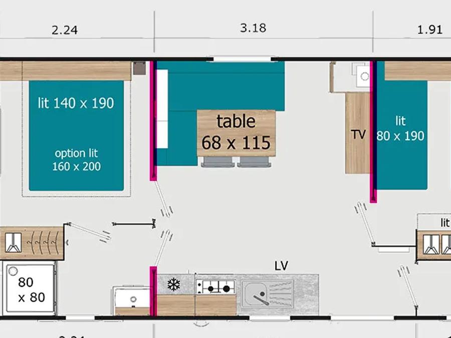 Mobilhome 4 personnes - 2 CHAMBRES 4