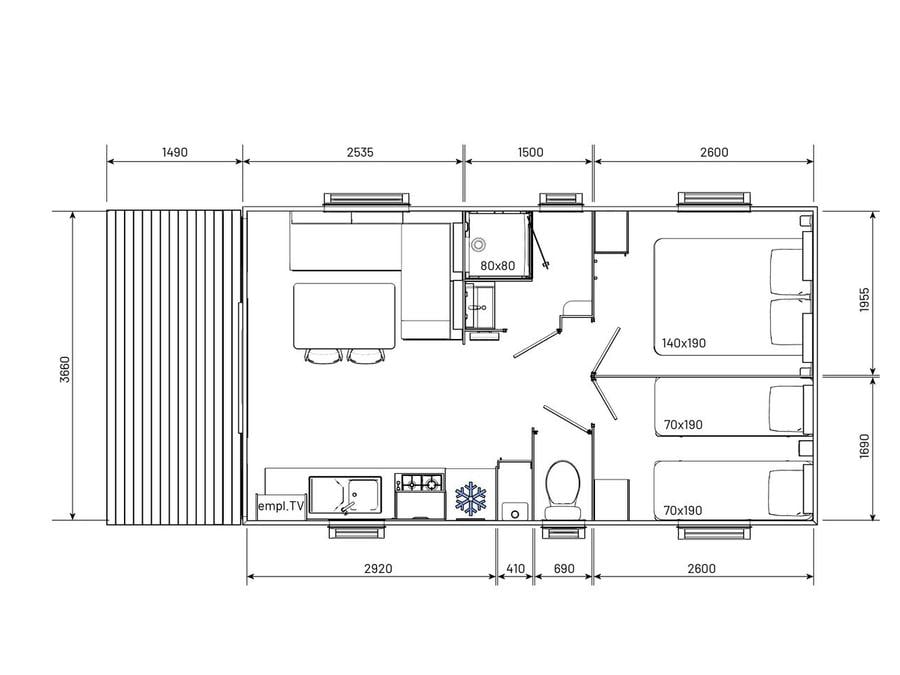 Mobilhome 4 personnes - ECO CLASSIQUE - 2 chambres avec climatisation 3