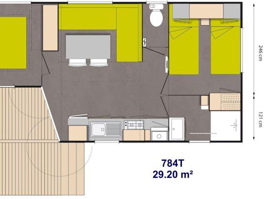 Mobilhome 6 personnes - CONFORT Azur 2 Chambres (4 Adultes maxi + 2 Enfants de - 18 ans) 3