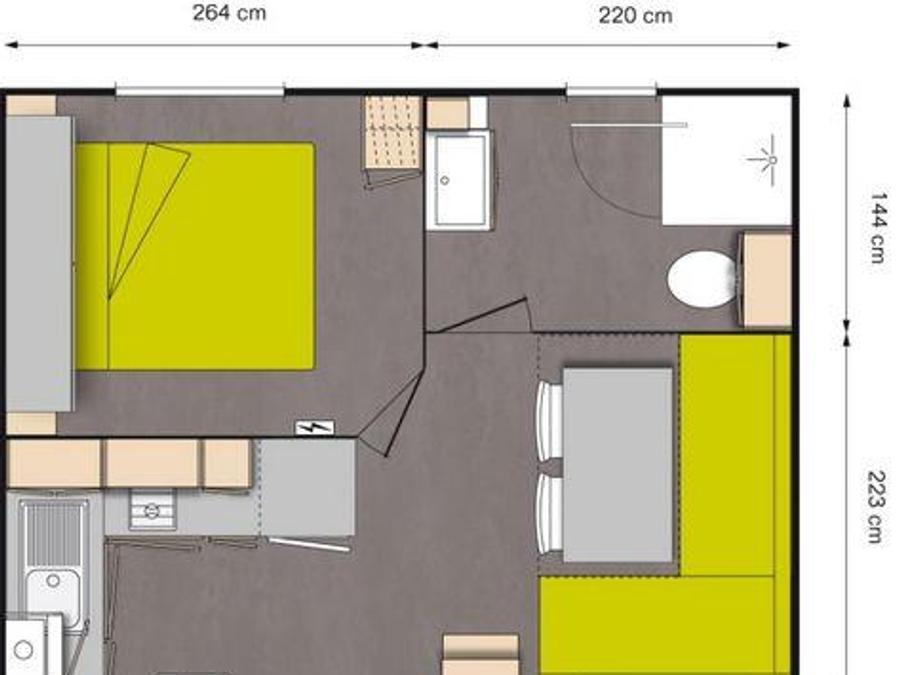 Mobilhome 3 personnes - CONFORT Escapade 1 Chambre (2 Adultes maxi + 1 Enfant de - 18 ans) 1