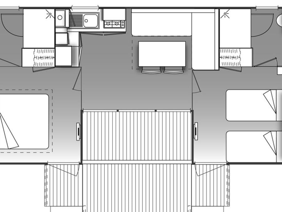 Mobilhome 4 personnes - Premium Dune 4 personnes - 2 chambres, climatisé, télévision 4
