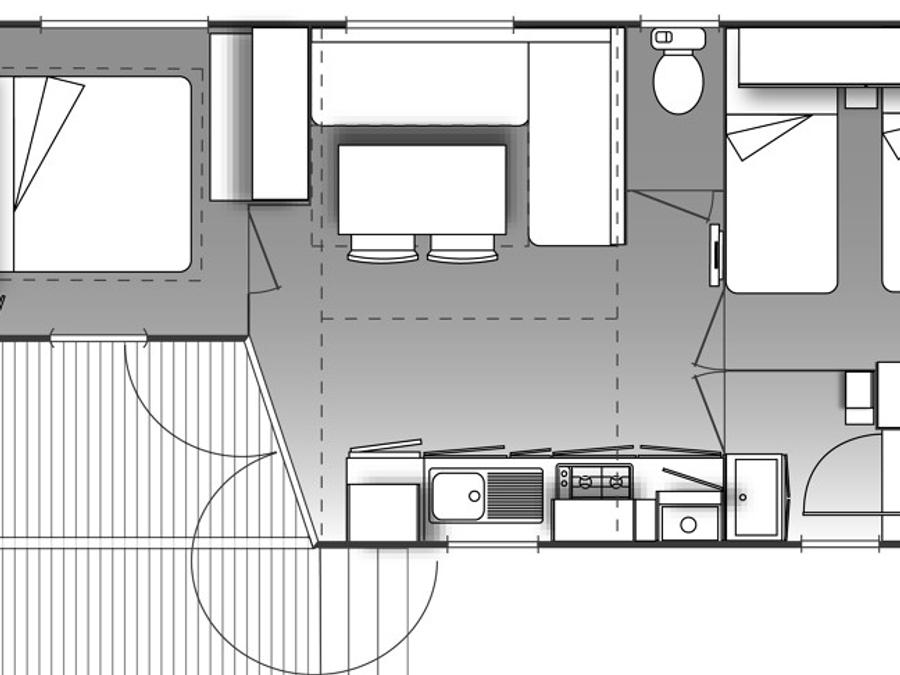 Mobilhome 4 personnes - MH Confort Mistral 4 personnes - 2 chambres, climatisation et télévision 1