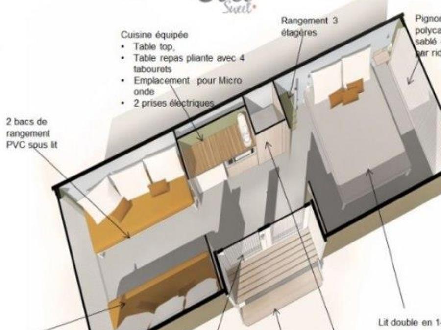 Tente 4 personnes - Tente Coco Sweet 4 FEUILLES - 2 chambres 16m² avec sanitaire 9