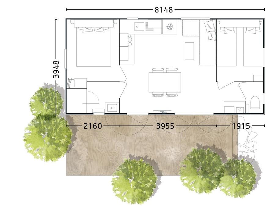 Mobilhome 4 personnes - Cottage PREMIUM 2 chambres 4 pers. 7
