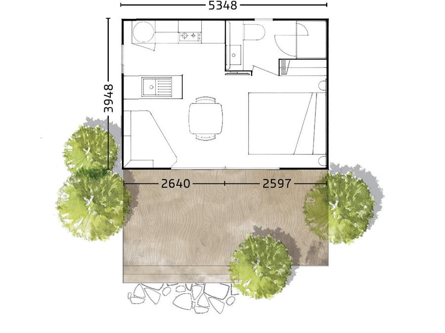 Mobilhome 2 personnes - Cottage Nature Exclusif 1 chambre avec SPA 2 pers 7