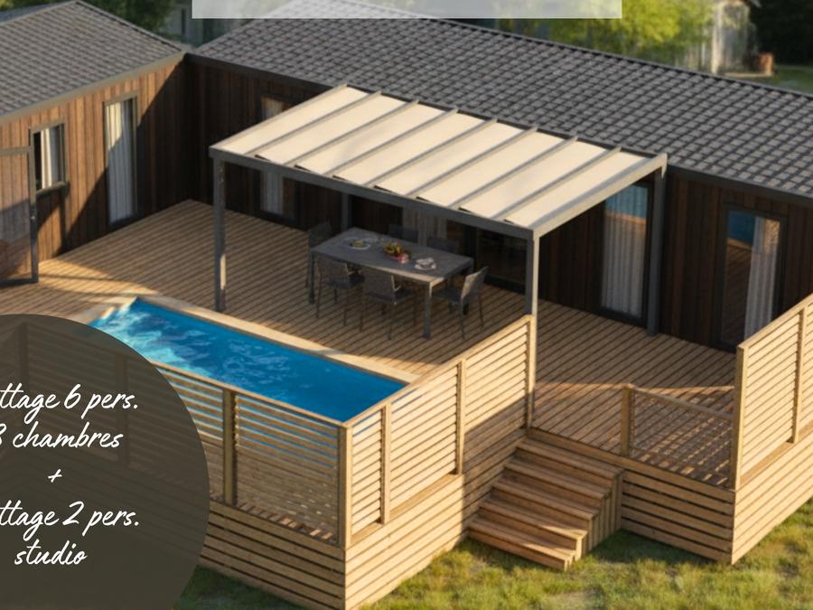 Mobilhome 8 personnes - Cottage Nature Family Exclusif 3+1 chambres avec Piscine privative 9