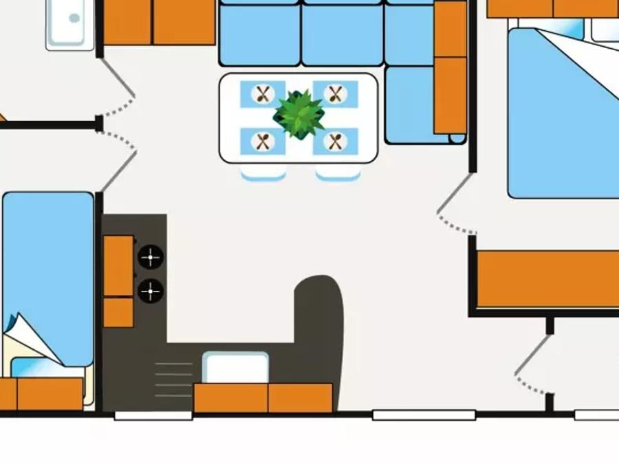 Mobilhome 6 personnes - 3 Pièces 4/6 Personnes Climatisé + TV 2