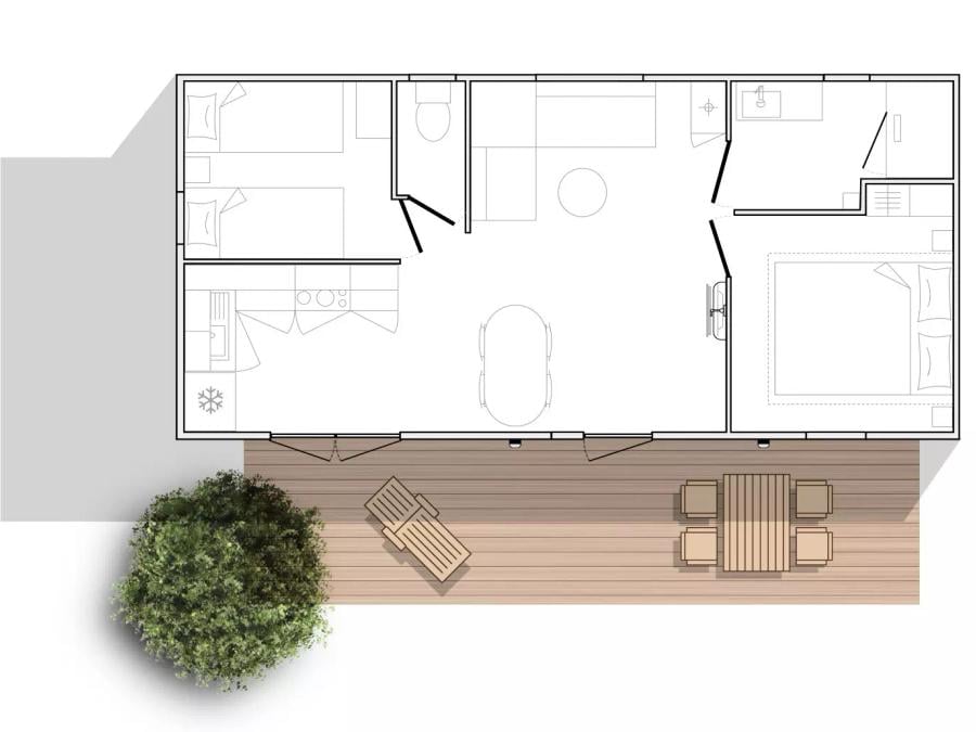 Mobilhome 6 personnes - Privilège 3 Pièces 4/6 Personnes Climatisé + TV 6