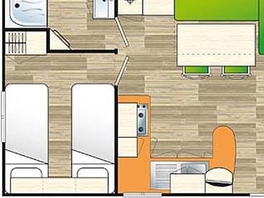 Mobilhome 6 personnes - éco 30 m² / 2 chambres - terrasse couverte 5