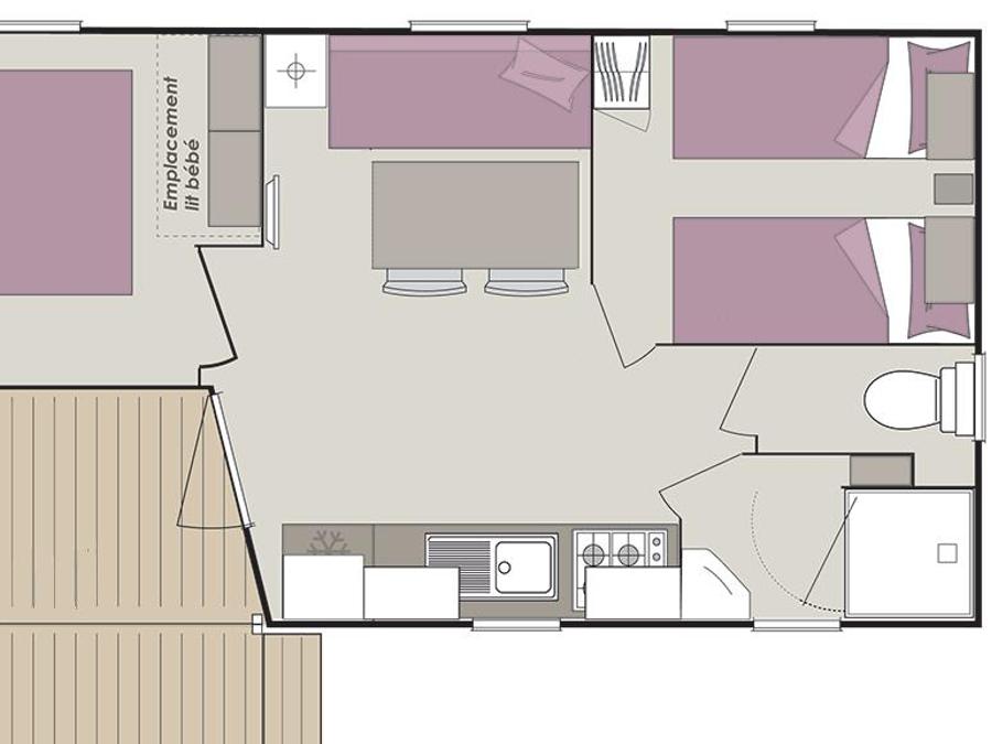 Mobilhome 4 personnes - Confort 24 m² / 2 chambres - terrasse 5