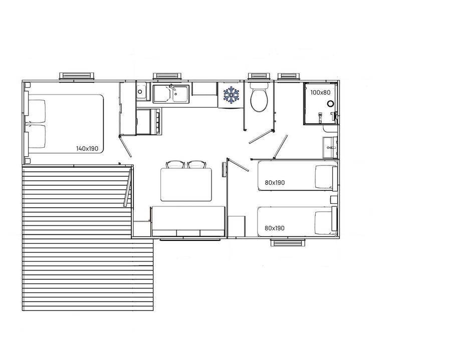 Mobilhome 5 personnes - Confort 27m² / 2 chambres - terrasse semi-couverte 2