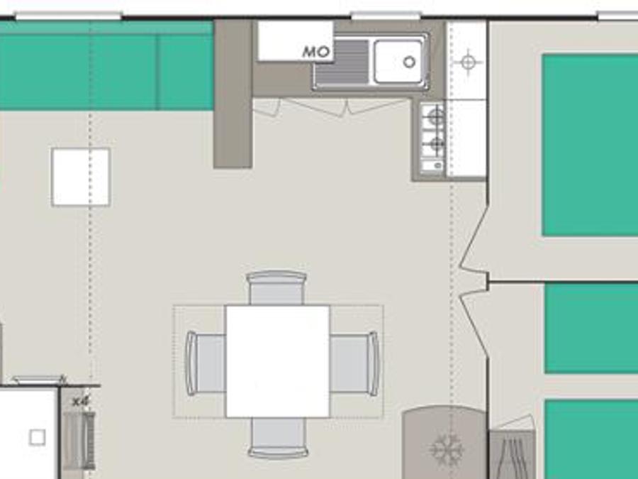 Mobilhome 8 personnes - Confort 38 m² / 4 chambres - terrasse 5