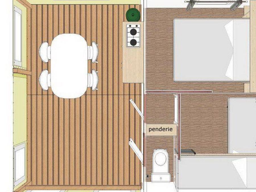 Bungalow toilé 5 personnes - TITHOME, avec toilettes sans douche 5