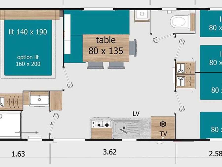 Mobilhome 6 personnes - Lodge 8073 - 3 Chambres 6
