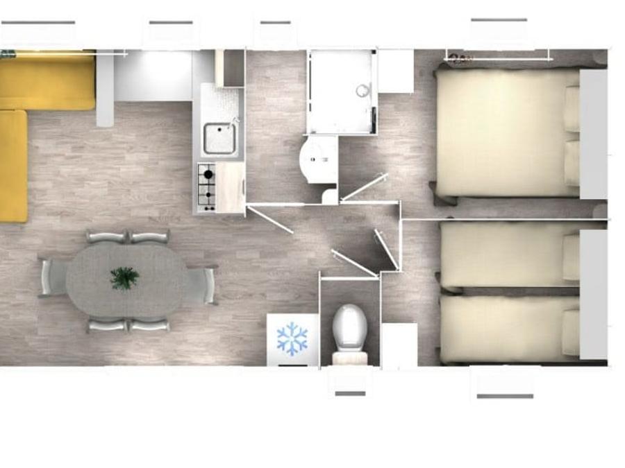 Mobilhome 8 personnes - Mobil home Eva 40 - 4 chambres 1 sdb - 40m² + terrasse semi couverte 5