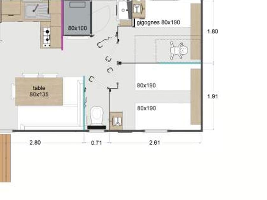Mobilhome 6 personnes - Mobil Home Lodge 83 Confort 3 chambres - 28 m² + terrasse intégrée de 8 m 4