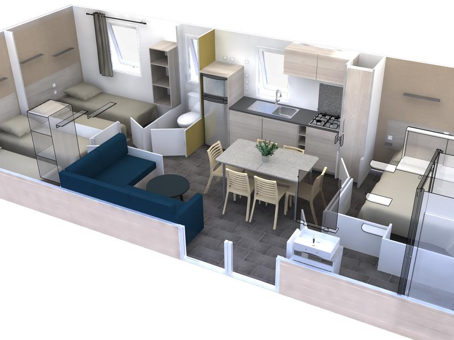 Mobilhome 6 personnes - Nest 35 - 3 chambres - 35 m² + terrasse semi couverte 7