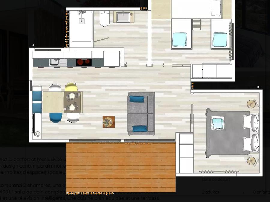 Mobilhome 5 personnes - Bungalow Cubik - 2 chambres 7