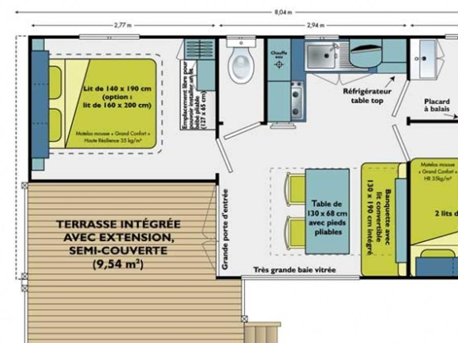 Mobilhome 4 personnes - 2 chambres 1