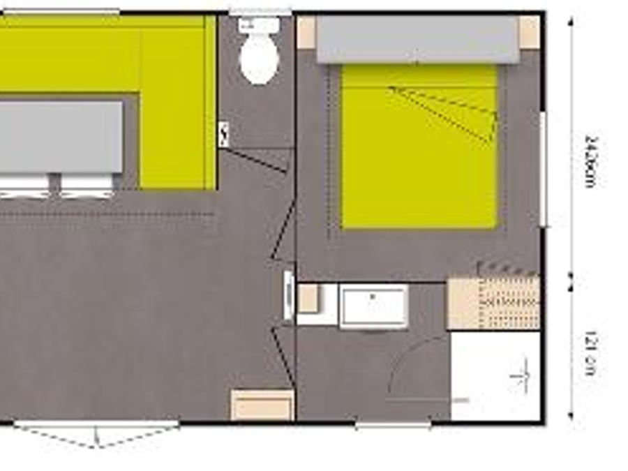 Mobilhome 4 personnes - Mobil-home Standard 27m² (2 chambres) + TV + terrasse semi-couverte 18m² 4