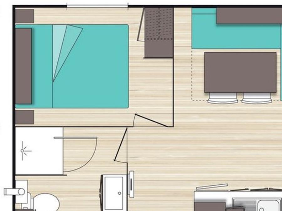 Mobilhome 2 personnes - Mobil-home Standard 18m² (1 chambre) + TV + terrasse semi-couverte 4