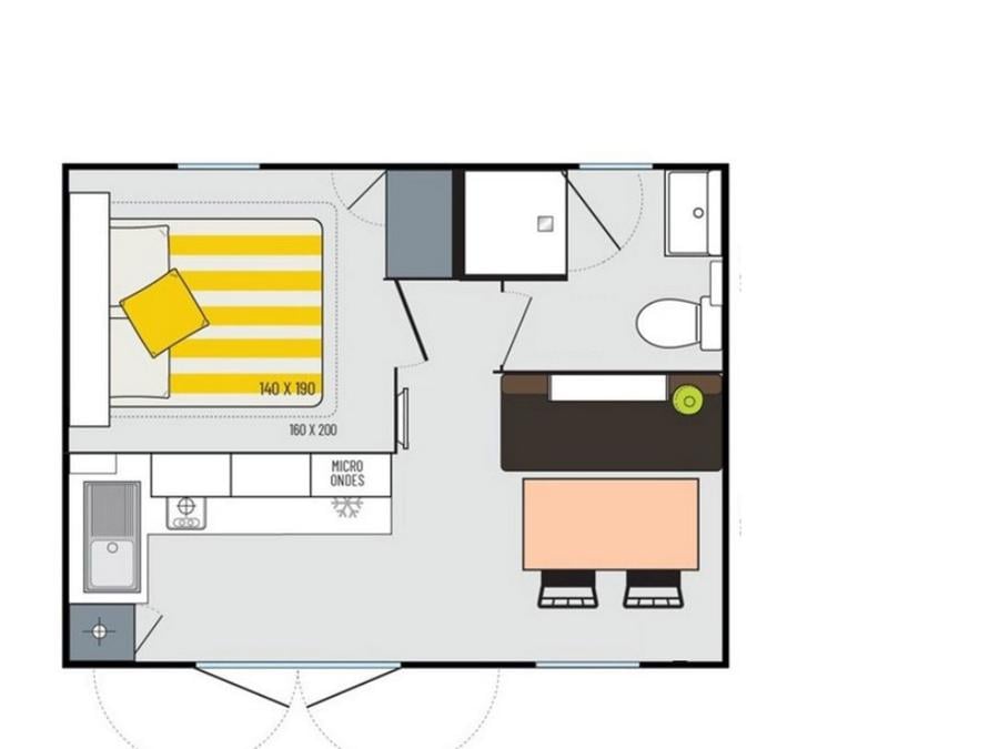 Mobilhome 2 personnes - Mobil-home Standard 18m² (1 chambre) + TV + terrasse semi-couverte 8
