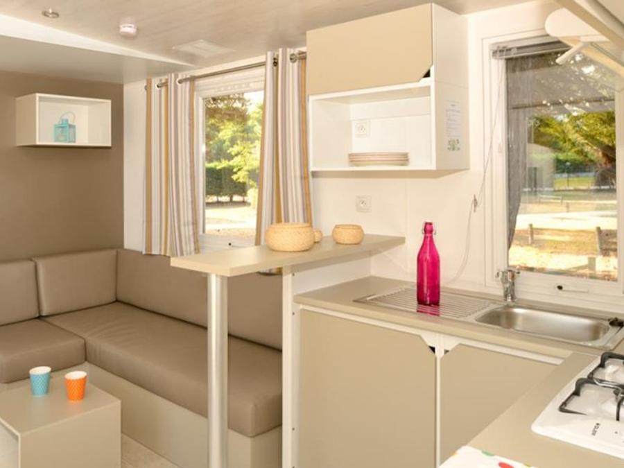 Mobilhome 6 personnes - Mobil-Home Confort 35 m² (3 chambres + terrasse semi-couverte + TV + LV + Clim 2