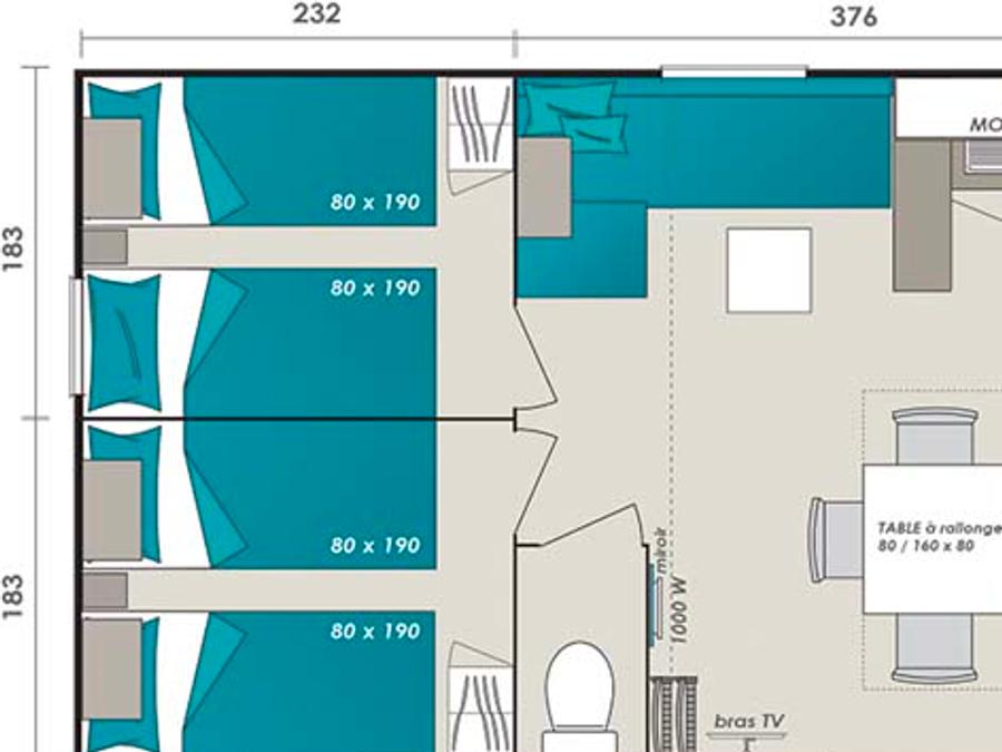 Mobilhome 6 personnes - Mobilhome Grand Confort - 3 chambres 3