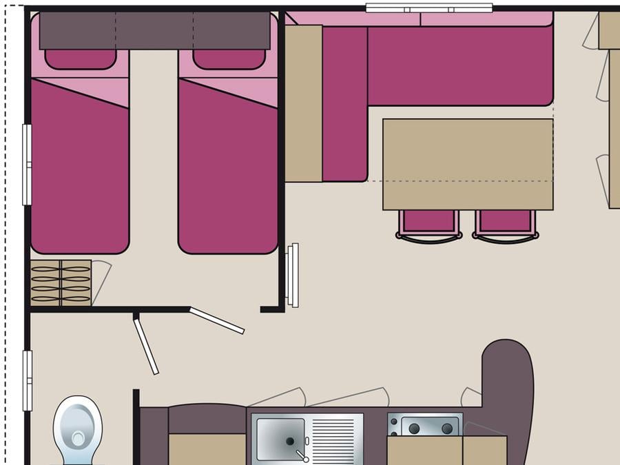 Mobilhome 4 personnes - 2 chambres 4 pers-quartier premium 3