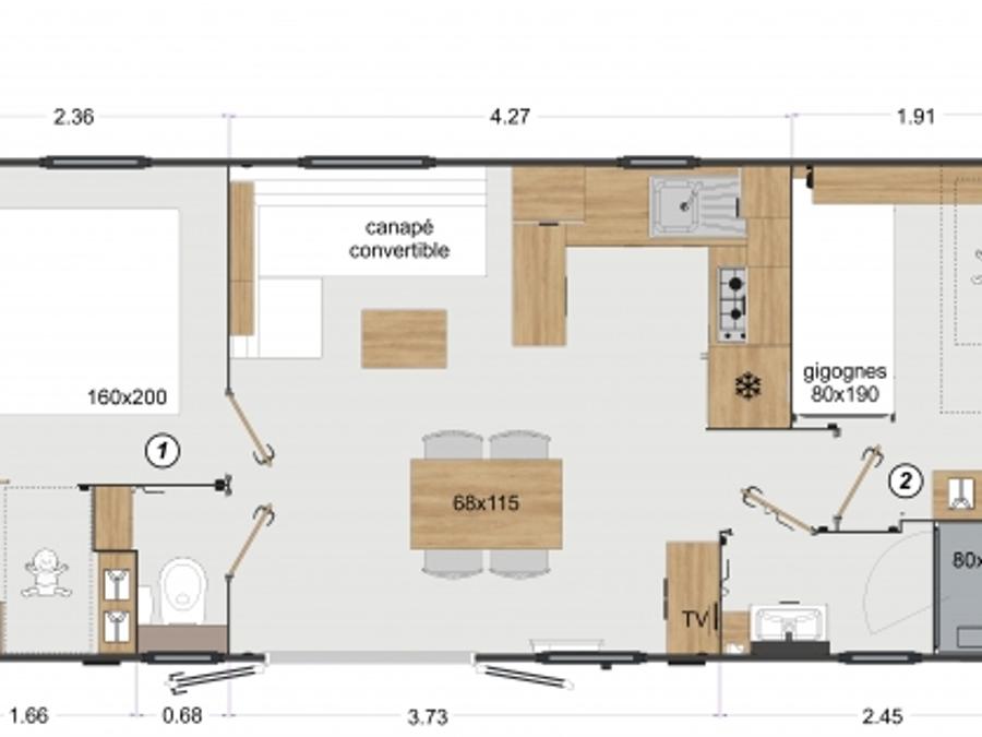 Mobilhome 4 personnes - Cottage avec terrasse 2 Ch/ 1 SdBb au domaine camp'hotel du Perche Bellêmois 0