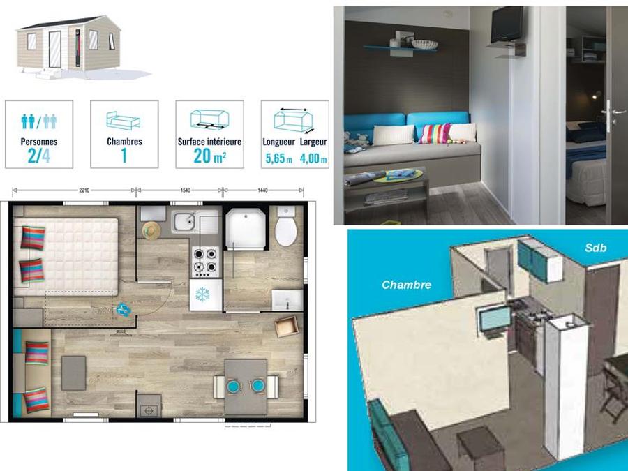 Mobilhome 2 personnes - MH 1 chambre Confort + 6