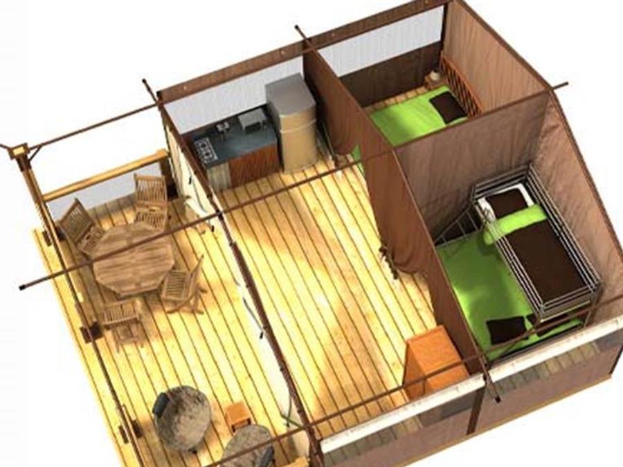 Tente en toile et en bois 5 personnes - Lodge Kenya 34 (sans sanitaires) 3