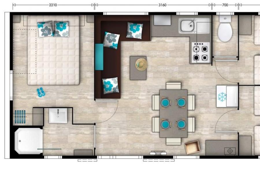 Mobilhome 8 personnes - MOBILE HOME NIRVANA 2 - 3 chambres 32 M² avec terrasse couverte 3