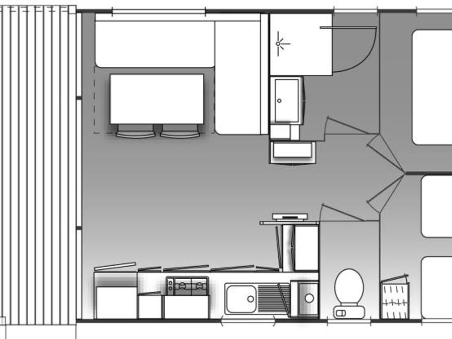 Mobilhome 4 personnes - MOBILE HOME PANORAMA 25 M² avec terrasse couverte 5