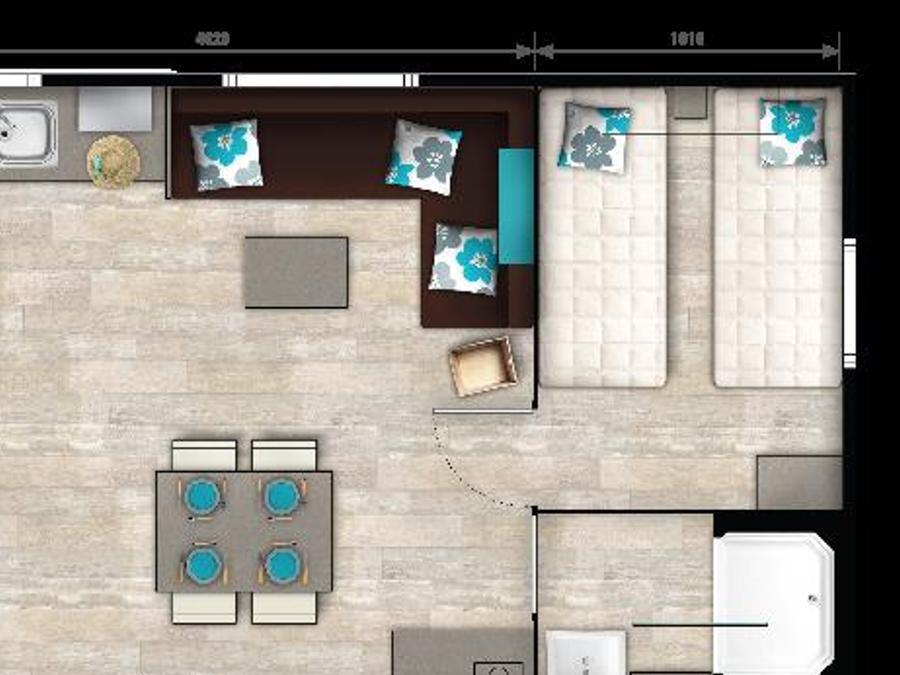Mobilhome 4 personnes - MOBILE HOME NIRVANA 31 M² avec terrasse couverte 3