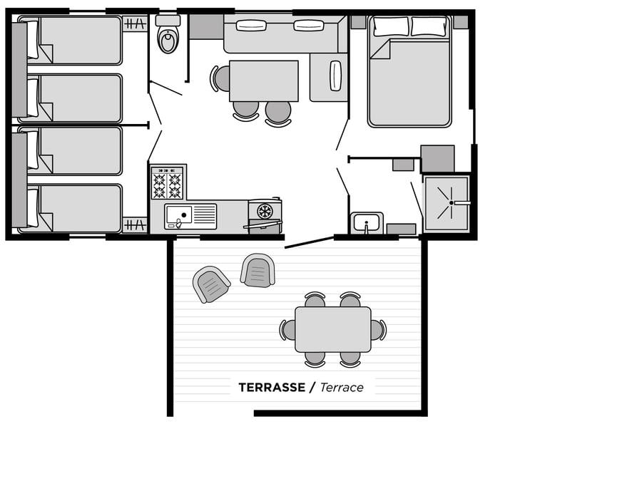 Mobilhome 6 personnes - 3 chambres - CLIM - TV - LV 10