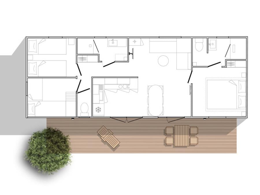 Mobilhome 6 personnes - MAQUIS 3 chambres + climatisation 8
