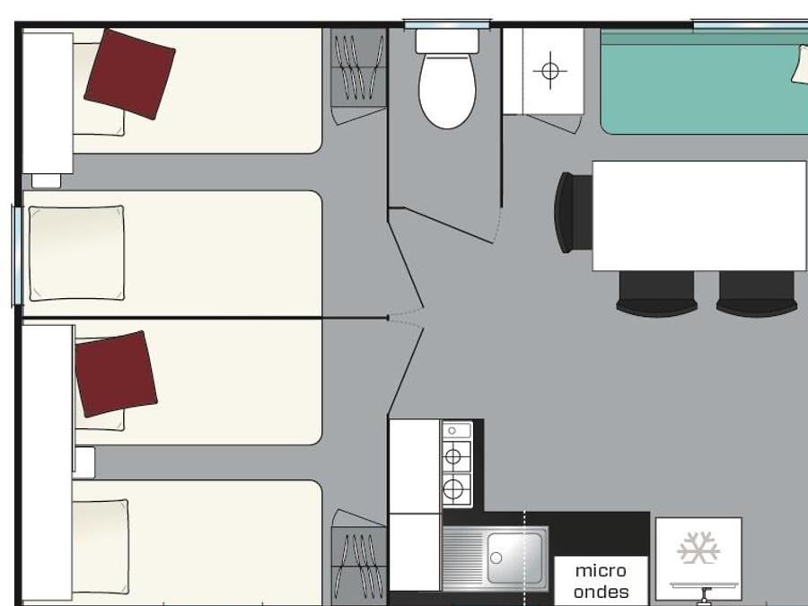Mobilhome 6 personnes - 3 chambres + climatisation 7