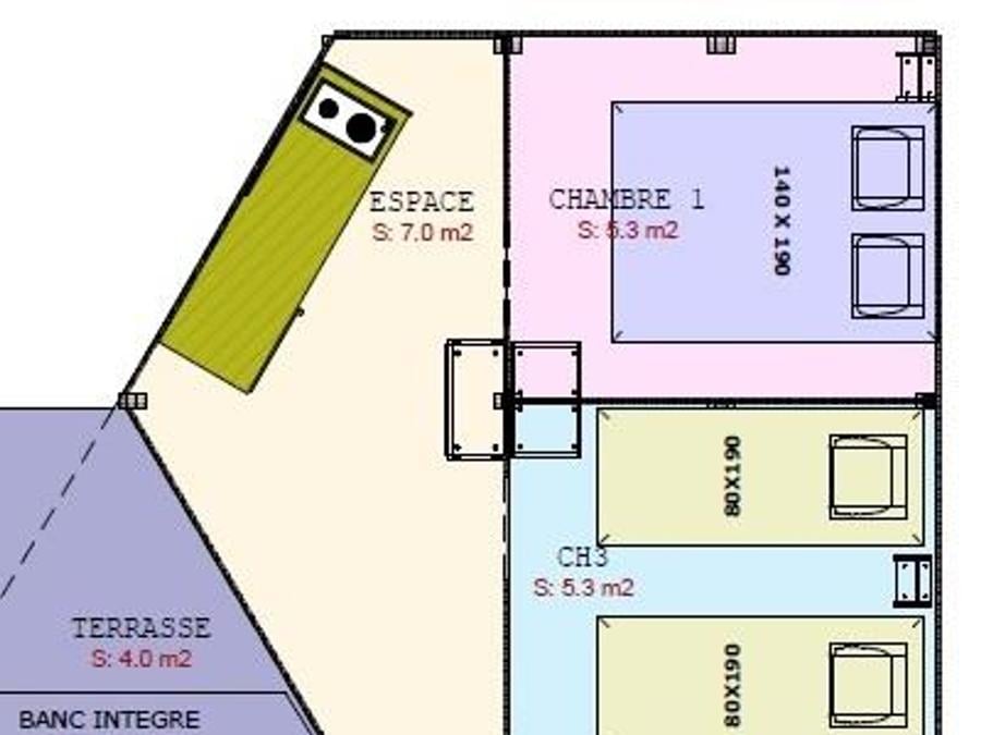 Bungalow toilé 4 personnes - 2 chambres - sans sanitaires 4