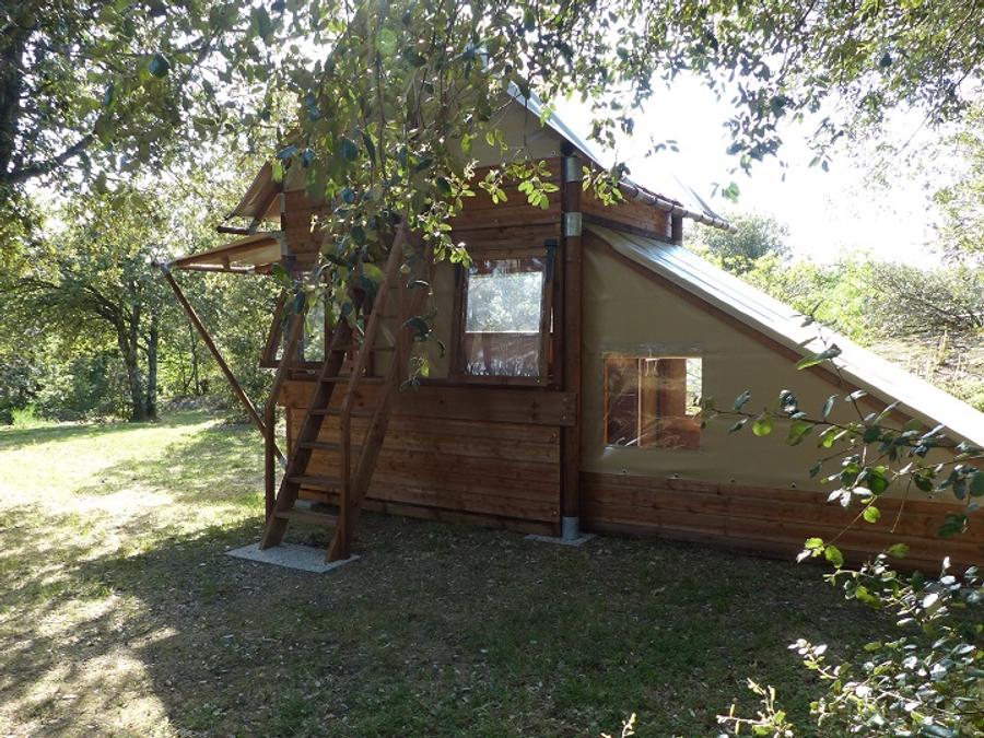 Tente en toile et en bois 4 personnes - Tente Bivouac XL sur pilotis Standard 2 chambres - en pleine nature (sans sanitaires) 2/4 pers 6