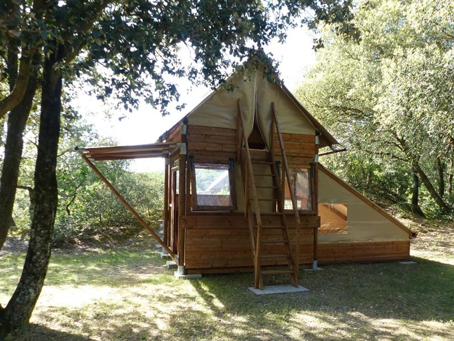 Tente en toile et en bois 4 personnes - Tente Bivouac XL sur pilotis Standard 2 chambres - en pleine nature (sans sanitaires) 2/4 pers 4
