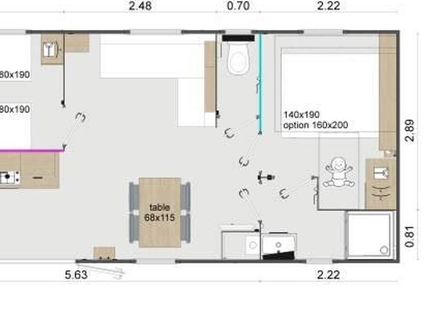Mobilhome 5 personnes - Mobil-Home Premium -30m² -2 chambres - terrasse couverte - TV - Clim 2/5 pers 8